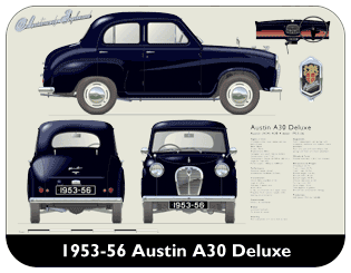Austin A30 4 door Deluxe 1953-56 Place Mat, Medium